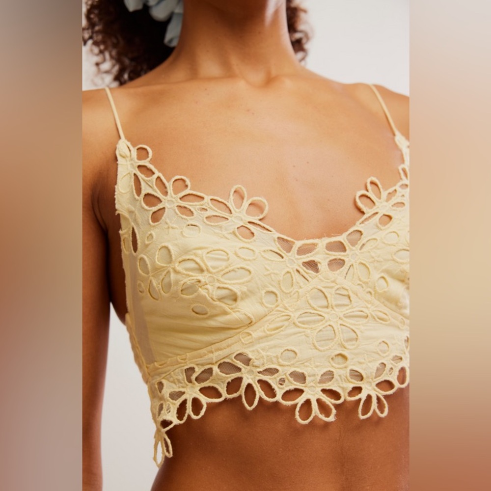 Free People Asteria Bralette Banana Cream NEW L